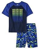 The Children's Place Boys' Short Sleeve 2 Piece Pajama Set, Weekend, Large