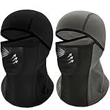 Breathable Kids Balaclava Ski Mask (2 Pack), Fleece Winter Face Mask for Cold Weather Boys Girls - Children Snow & Windproof Hat (Black + Grey)