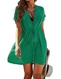 Avidlove Swimsuit Cover Ups for Women Beach Chiffon Swimwear Coverup Sheer Sexy V-Neck Beachwear Green