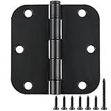 30 Pack Rounded Matte Black Door Hinges 3.5 Inch 5/8" Radius Interior 3 1/2 Inch Flat Iron Bifold Residential Standard Bedroom Indoor for Doors 3 ½"x 3 ½" Hardware Controls