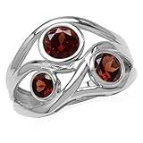 Silvershake 1.96ct. 3 Stone Natural Garnet White Gold Plated 925 Sterling Silver Ribbon Weave Ring Size 10.5