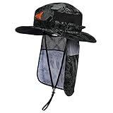 KastKing UPF 50 Boonie Hat Fishing Hat with Removable Neck Flap Sun Hats,Blackout