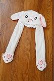 Plushland Adorable Funny Bunny Plush Hat - Squeeze Bunny Hands and See Ears Shake up and Down, Gift for Kids, Babies, Girls, Boys on Halloween, Christmas, Thanksgiving Any Holiday Event