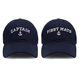 Captain Hat & First Mate | Matching Skipper Boating Baseball Caps | Nautical Navy Marine Sailor Hats (Navy)