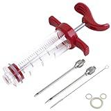 Ofargo Plastic Marinade Injector Syringe with Screw-on Meat Needle for BBQ Grill, 1-oz, Red, Recipe E-Book (Download PDF)