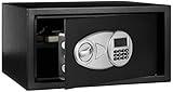 Amazon Basics Steel Security Safe and Lock Box with Programmable Electronic Keypad, for Valuables, Cash, Jewelry, Documents, Black, 1 Cubic Foot, 16.9-x-14.6-x-9.1-inches (WxDxH)