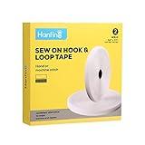 HANFINEE 3/4 Inch Width Sew on Hook and Loop Tape, Non-Adhesive Nylon Fabric Fastener Interlocking Tape for Sewing Crafts DIY,Clothes,Shoes (White,37ft)