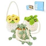 Cudroza Crochet Kit for Beginners Starter - 3PCS Hanging Potted Plant Crochet Kits with Step-by-Step Video Tutorials and Yarns, Hook, Accessories, DIY Craft Gift for Adults and Kids(30%+ Yarn)