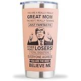 Winzsox Trump Gifts for Mom Birthday, Christmas, Valentines Day, Mothers Day - Cool Mom Birthday Gifts, Best Mom Ever Gift from Daughter, Son - 20oz Insulated Trump Coffee Mug Cup Tumbler, Pink