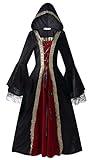 Colorful House Womens Medieval Renaissance Princess Retro Gown Cosplay Costume Dress(XX-Large,Black(hooded))