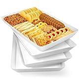 WOWBOX 4 pcs Serving Tray for Entertaining, Serving Platters for Snacks, Fruit, Cookies, Dessert, Reusable Plastic Trays for Serving Food and Pantry Organization in Kitchen & for Parties