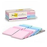 Post-it 100% Recycled Paper Super Sticky Notes, 3 in. x 3 in., 12 Pads, 70 Sheets per Pad, Wanderlust Pastels, School Supplies and Office Products