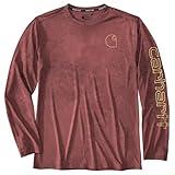 Carhartt Men's Force Sun Defender Lightweight Long-Sleeve Print T-Shirt, Crimson Moss Watercolor Camo, Large