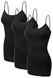 Emmalise Women's Basic Plus Size Long Camisole Cami Top Value Combo - 3Pk - Black, Black, Black, 2XL