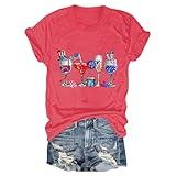 Patriotic Shirts for Women Plus Size 4th of July Tops Independence Memorial Day USA American Flag Patriotic T-Shirt T Shirts Fourth of July Tee Shirts Outfit Clothes Apparel for Women Red 3X-Large