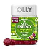 OLLY Daily Energy Gummy, Caffeine Free, Vitamin B12, CoQ10, Goji Berry, Adult Chewable Supplement, Tropical Flavor - 60 Count