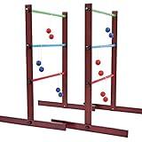 SpeedArmis Ladder Ball Game Set - Premium Rubber Wooden Golf Lawn Game with 6 Bolo Balls and Carrying Case, Perfect Outdoor Yard Game for Teens, Adults and Families