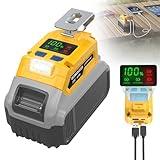 65W USB Battery Adapter for Dewalt, Power Inverter Battery Inverter Battery Charger Power Station with Type-C Port & USB Port & LED Light for Dewalt 20V Battery & Electronic Device (No Battery)