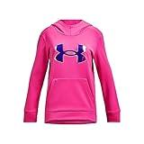 Under Armour girls ArmourFleece Iridescent Big Logo Hoodie, (652) Rebel Pink / / Iridescent, Large