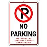 No Parking Signs - No Parking Signs for Driveways Aluminum 8x12 - No Parking Signs Will Be Towed- Do Not Block Driveway Sign - Please No Parking Sign - No Parking Signs Metal