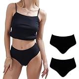 ORGANICKID Women's Organic Cotton High Waisted Underwear Full Briefs Soft Breathable GOTs Certified Ladies Panties pack of 2 Black