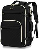 Carry On Women Travel Backpack: TSA Flight Approved Personal Item Backpacks Large 40L Waterproof Luggage Suitcase Backpack Fit 17 Inch Laptop Weekender Overnight Traveling Bag with USB Charge Black