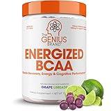 Genius BCAA Energy Powder, Grape Limeade - Nootropic Amino Acids & Muscle Recovery - Natural Vegan BCAAs Workout Supplement for Women & Men (Pre, Intra & Post Workout) - No Artificial Sweeteners