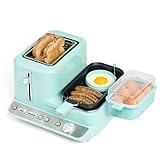 Nostalgia Classic Retro 3-in-1 Breakfast Station - Includes Egg and Veggie Steamer, Non-Stick Griddle, and Wide 2-Slot Toaster - Versatile Breakfast Maker Cooking Station with Toasting Control