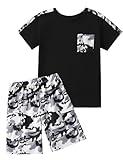 mksodopy Boys clothes camouflage stitching short-sleeved T-shirt camouflage shorts teen boys summer outfits