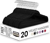 Utopia Home Velvet Hangers 20 Pack - Non-Slip Suit Hangers with 360 Degree Rotatable Hook - for Pants, Coats, Shirts & More (Black)