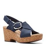 Clarks Women's Giselle Dove Wedge Sandal, Navy Nubuck, 8