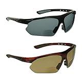 proSPORT BIFOCAL Sunglasses Readers +1.50 Sporty Wrap Around Half Frames Men Women Smoke Lens Black Frame and Brown Lens Tortoise Shell Brown Frame