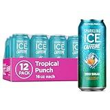 Sparkling Ice Caffeine Tropical Punch Sparkling Water with Caffeine, Zero Sugar, with Antioxidants and Vitamins,16 fl oz Cans (Pack Of 12)