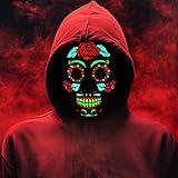 LED Halloween Mask for Adults, Day of the Dead Light Up Mask Costume dia de los Muertos LED Mask with 3 Lighting Modes and Adjustable Headband for Men Women Kids