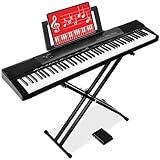 Best Choice Products 88-Key Full Size Digital Piano Electronic Keyboard Set for All Experience Levels w/Semi-Weighted Keys, Stand, Sustain Pedal, Built-In Speakers, 6 Voice Settings - Black