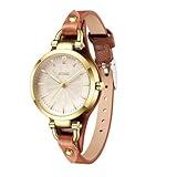 BUREI Women Watches Simple Leather Strap Watch Luxury Quartz Watches Small Thin Ladies Watch Bracelet Band Wristwatch Relogio Feminino (Brown and Black)