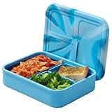 LunchBots Build -a- Bento Lunch Box, Silicone Bento Box for Kids, Multi-Compartment Lunch Container, Oven & Dishwasher Safe, BPA Free, 32 oz - Tie Dye Light Blue