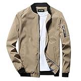 Mens Jacket Men's Autumn Winter Blouse Outdoor Leisure Warm Plus Size Pocket Zipper Lapel Cardigan Jacket Men's Khaki XX-Large