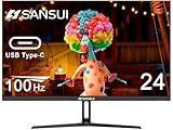 SANSUI Monitor 24 inch 100Hz USB Type-C Computer Monitor丨FHD 1080P PC Monitor丨HDMI丨FreeSync丨HDR丨Earphone Jack丨 Ergonomic Tilt for Home and Office