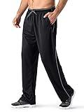 MAGNIVIT Men's Track Pants Open-Bottom Sweatpant Performance Active Pants Loose-Fit Black/Grey