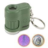 Carson MicroMini 20x LED Lighted Pocket Microscope with Built-in UV and LED Flashlight, Green (MM-280G), Large
