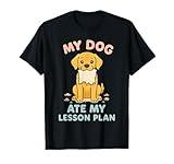 My Dog Ate My Lesson Plan Funny Dog Lover Groovy Teacher T-Shirt