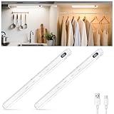 WILLED Under Cabinet & Closet Lights, Motion Sensor, Rechargeable, Magnetic, 3 Color Temps, Dimmable LED Light Bar for Indoor Kitchen Counter (2 Pack, White)