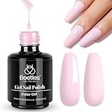 Beetles Pink Gel Nail Polish, Barely Pink Gel Polish Soak Off LED Nail UV LED Lamp Pastel Nail Art Manicure Salon DIY Home 0.51Oz Gift for Women