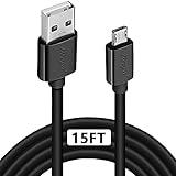 DEEGO Micro USB Cable,15Ft Extra Long PS4 Controller Charger Cable,Enduring Android Charging Cord Fit for Samsung Galaxy S7 Edge S6,Note 5,Note 4,Moto G5,Android Phone,Kindle Fire,Black