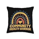 Community Health Worker Boho Rainbow Public Health Worker Throw Pillow