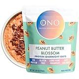 ONO Overnight Oats - Chocolate Peanut Butter Protein Oatmeal (6 Pack)- 20g Whey Protein Powder, High Fiber, Low Sugar, Organic Gluten-Free Overnight Oats, Breakfast Meal, Lions Mane Mushroom On The Go
