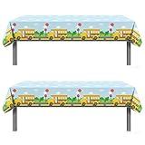 Oringaga 2PCS Welcome Back to School Party Supplies Plastic Table Cover - First Day of School/100 Days of School Party Decorations Favors Supplies Plastic Table Cloth Runner(86.61'' x 51.18'')