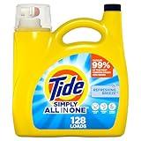 Tide Simply Liquid Laundry Detergent, Refreshing Breeze, 168 oz, 128 Loads, Tide Liquid Laundry Detergent, Laundry Soap