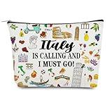 Italy Travel Iconic Souvenir Makeup Bag, Italy Themed Rome Symbols Lovers Cosmetic Bag for Besties Girls Friends Travel Lovers,Toiletry Travel Organizer Bag Zipper Bag for Italy Traveler (Italy)